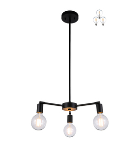 Modern Adjustable 3-Light Matte Black Chandelier